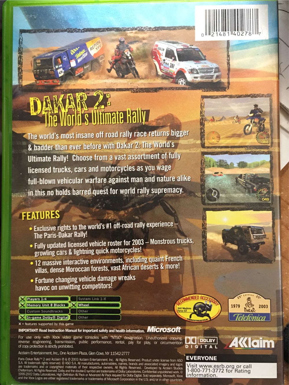 Dakar 2: The Worlds Ultimate Rally - Microsoft Xbox (1-4) video game collectible [Barcode 021481402787] - Main Image 2