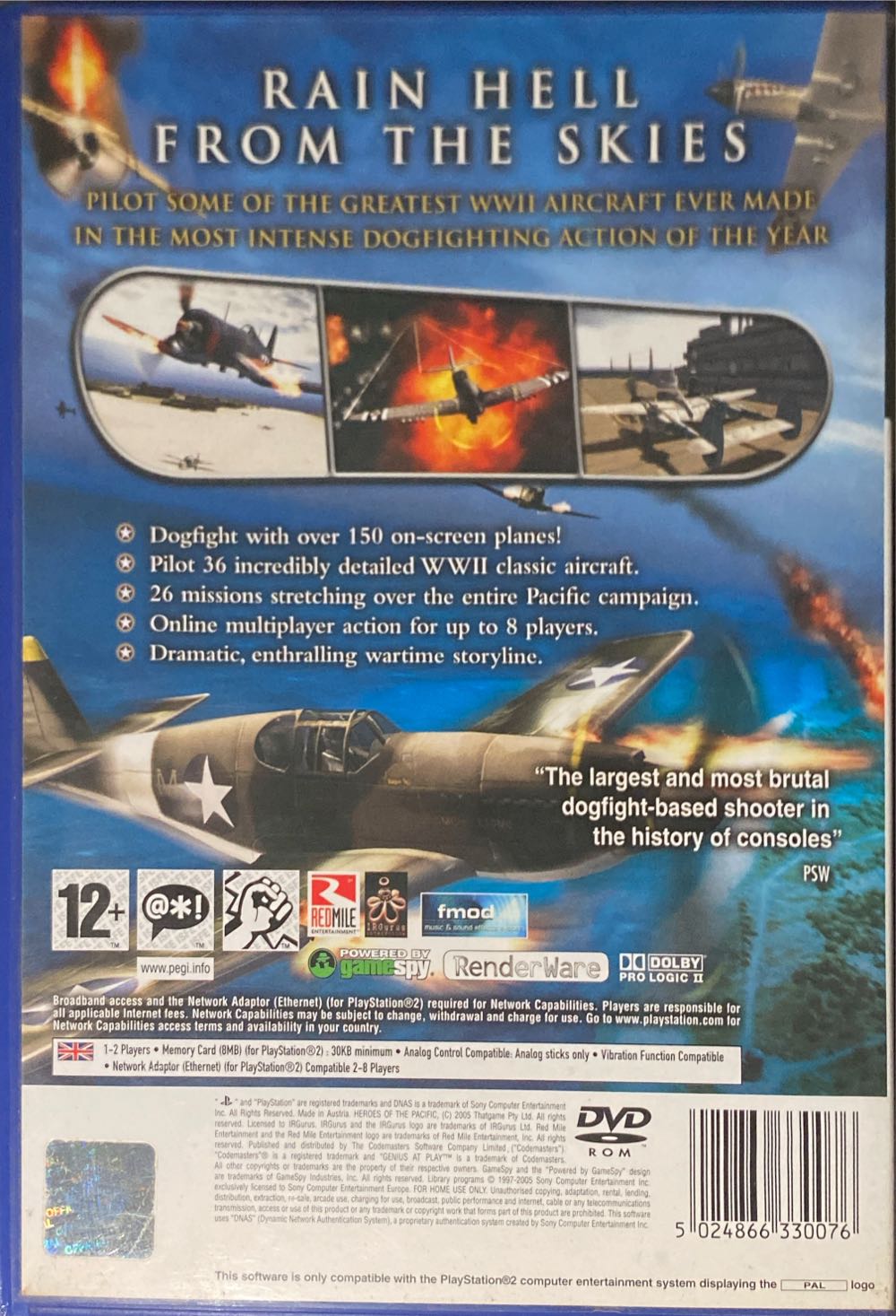 Heroes of the Pacific - Sony PlayStation 2 (PS2) (Codemasters - 1) video game collectible [Barcode 5024866330076] - Main Image 2