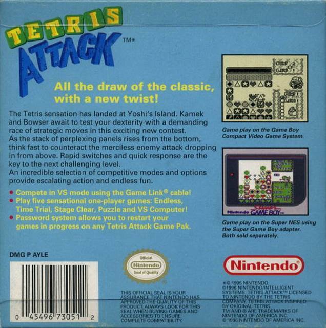 Tetris Attack - Nintendo Game Boy (Nintendo of America, Inc. - 2) video game collectible [Barcode 045496730512] - Main Image 2
