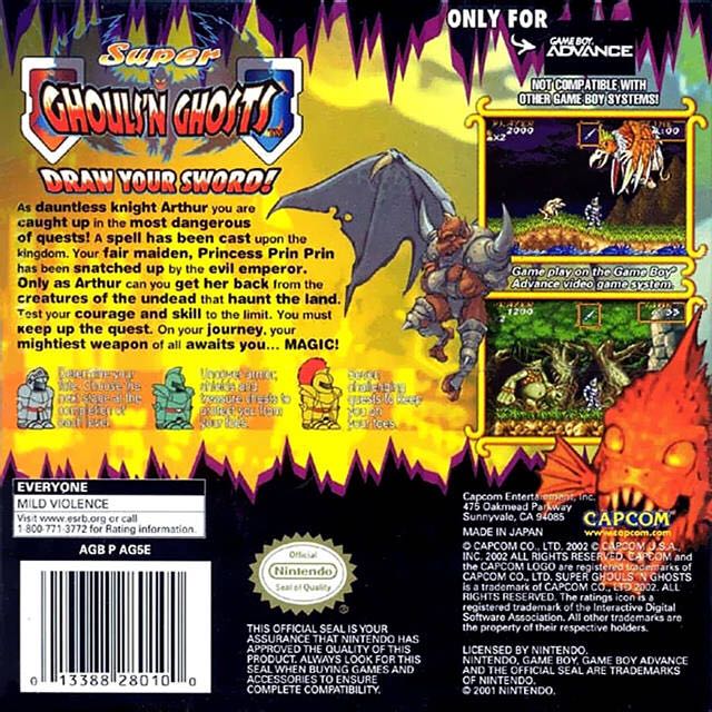 Super Ghouls ’N Ghosts - Nintendo Game Boy Advance (GBA) (Capcom - 1-2) video game collectible [Barcode 013388280100] - Main Image 2