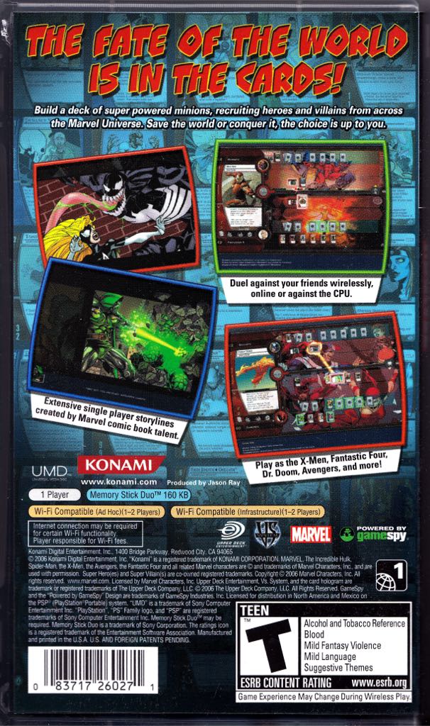 Marvel Trading Card Game - Sony PlayStation Portable (PSP) (Konami - 1) video game collectible [Barcode 083717260271] - Main Image 2