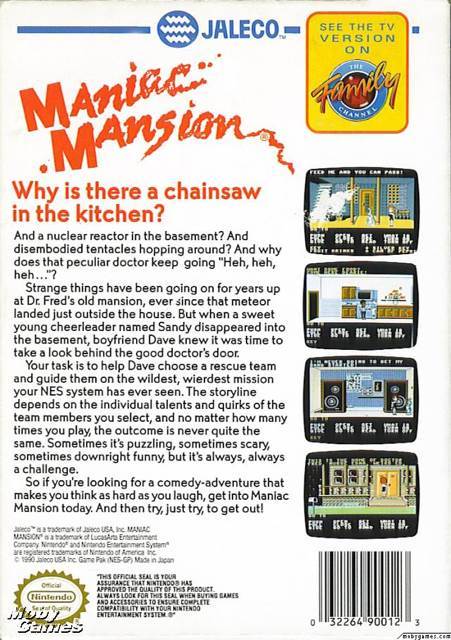 Maniac Mansion - Nintendo Entertainment System (NES) (Jaleco) video game collectible - Main Image 2