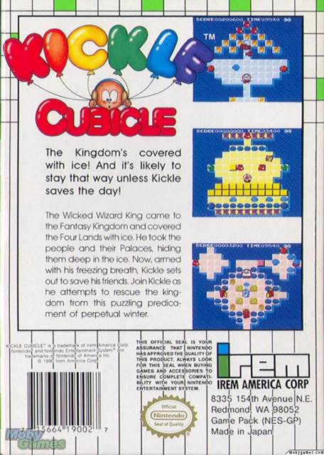 Kickle Cubicle - Nintendo Entertainment System (NES) (Irem - Single-Player) video game collectible [Barcode 045496430375] - Main Image 2