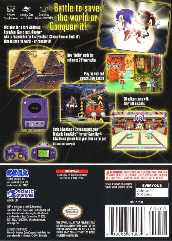 Sonic Adventure 2: Battle - Nintendo GameCube (Sega - 2) video game collectible [Barcode 3546430107096] - Main Image 2