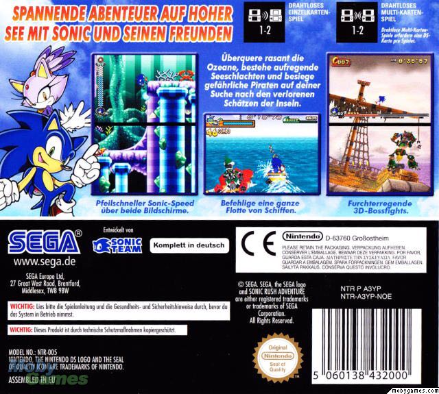 Sonic Rush Adventure - Nintendo DS (Sega) video game collectible [Barcode 5060138432048] - Main Image 2