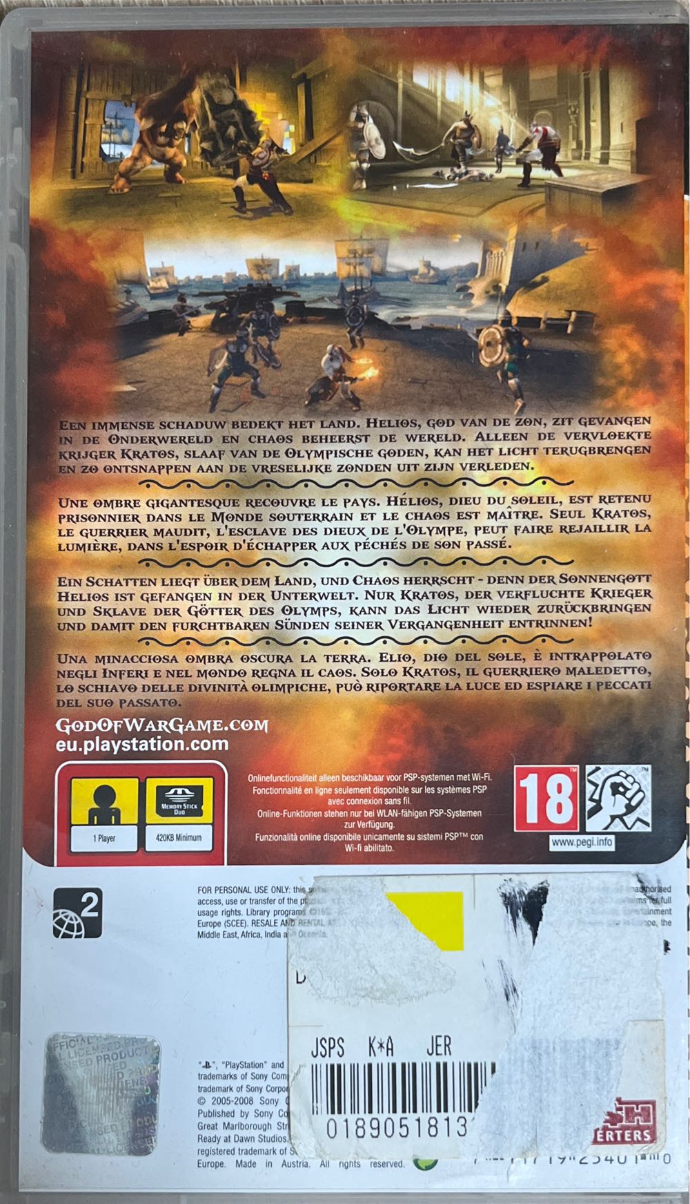 God Of War : Chains Of Olympus - Sony PlayStation Portable (PSP) (1) video game collectible [Barcode 711719254317] - Main Image 2