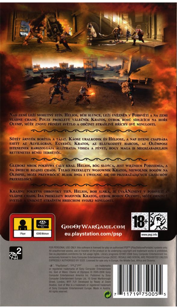 God Of War : Chains Of Olympus - Sony PlayStation Portable (PSP) video game collectible [Barcode 711719750550] - Main Image 2