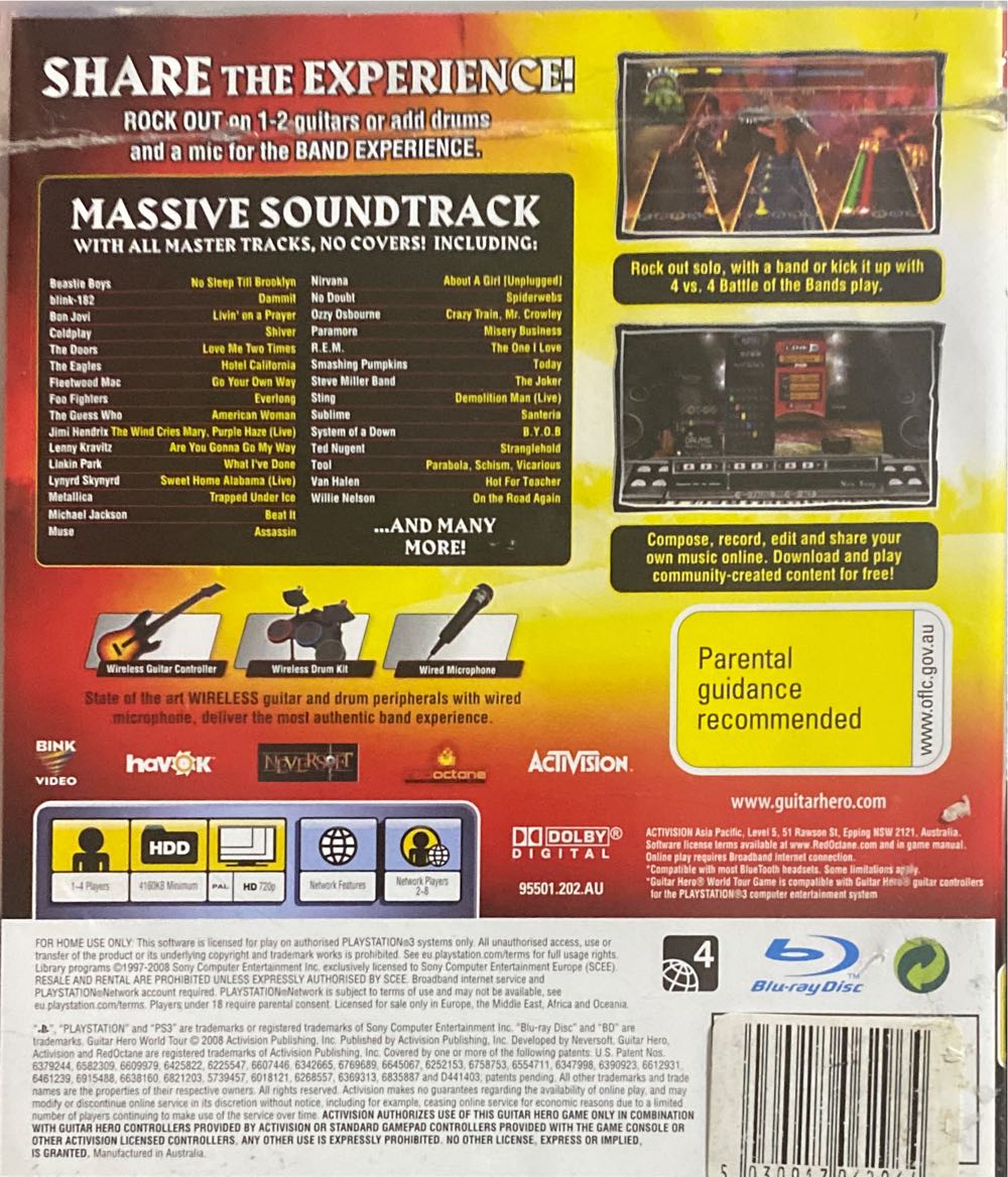 Guitar Hero 4 World Tour - Sony PlayStation 3 (PS3) video game collectible [Barcode 5030917062964] - Main Image 2