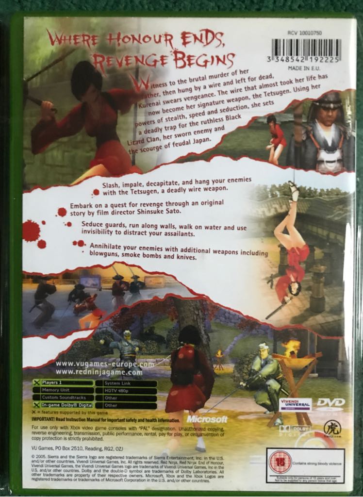 Red Ninja: End Of Honour - Microsoft Xbox (Sierra - 1) video game collectible [Barcode 3348542192225] - Main Image 2