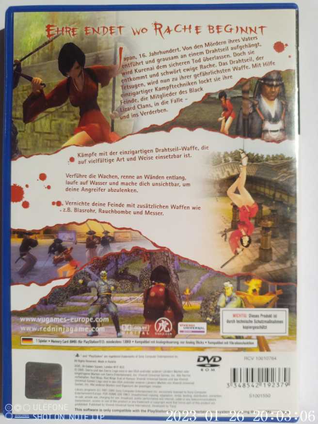 Red Ninja End Of Honour - Sony PlayStation 2 (PS2) video game collectible [Barcode 3348542192379] - Main Image 2