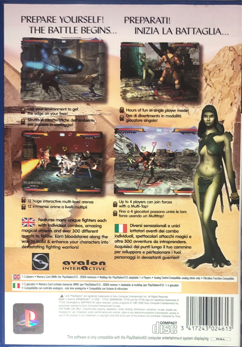 Barbarian - Sony PlayStation 2 (PS2) (Titus - 1-2) video game collectible [Barcode 3417243024613] - Main Image 2