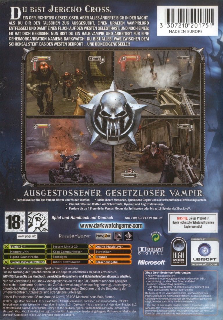 DARKWATCH - Microsoft Xbox (Ubisoft Entertainment - 4) video game collectible [Barcode 3307210202178] - Main Image 2
