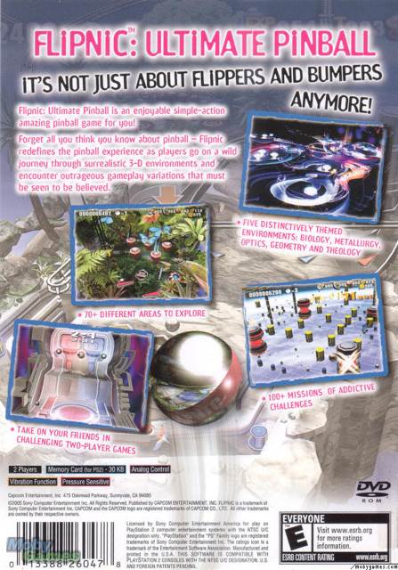 Flipnic Ultimate Pinball - Sony PlayStation 2 (PS2) (Capcom - 2) video game collectible [Barcode 013388260478] - Main Image 2