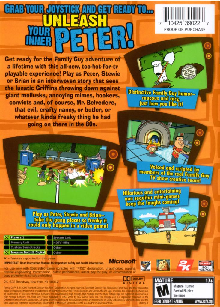 Family Guy Video Game! - Microsoft Xbox (20th Century Fox - 1) video game collectible [Barcode 5026555243544] - Main Image 2
