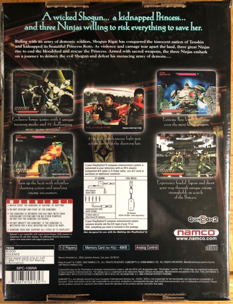 Ninja Assault (+Guncon2 Bundle) - Sony PlayStation 2 (PS2) (Namco - 1-2) video game collectible [Barcode 722674021357] - Main Image 2