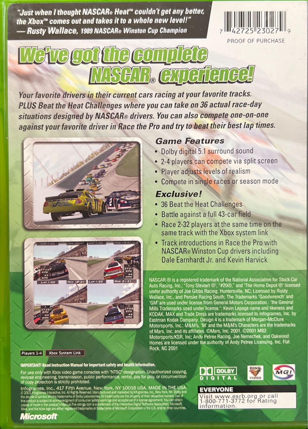 (2001) NASCAR Heat 2002 - Microsoft Xbox (Infogrames - 1-4) video game collectible [Barcode 742725230279] - Main Image 2