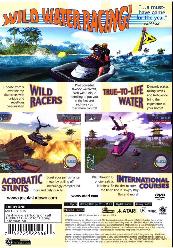 Splashdown - Sony PlayStation 2 (PS2) (Atari - 1-2) video game collectible [Barcode 3546430020708] - Main Image 2