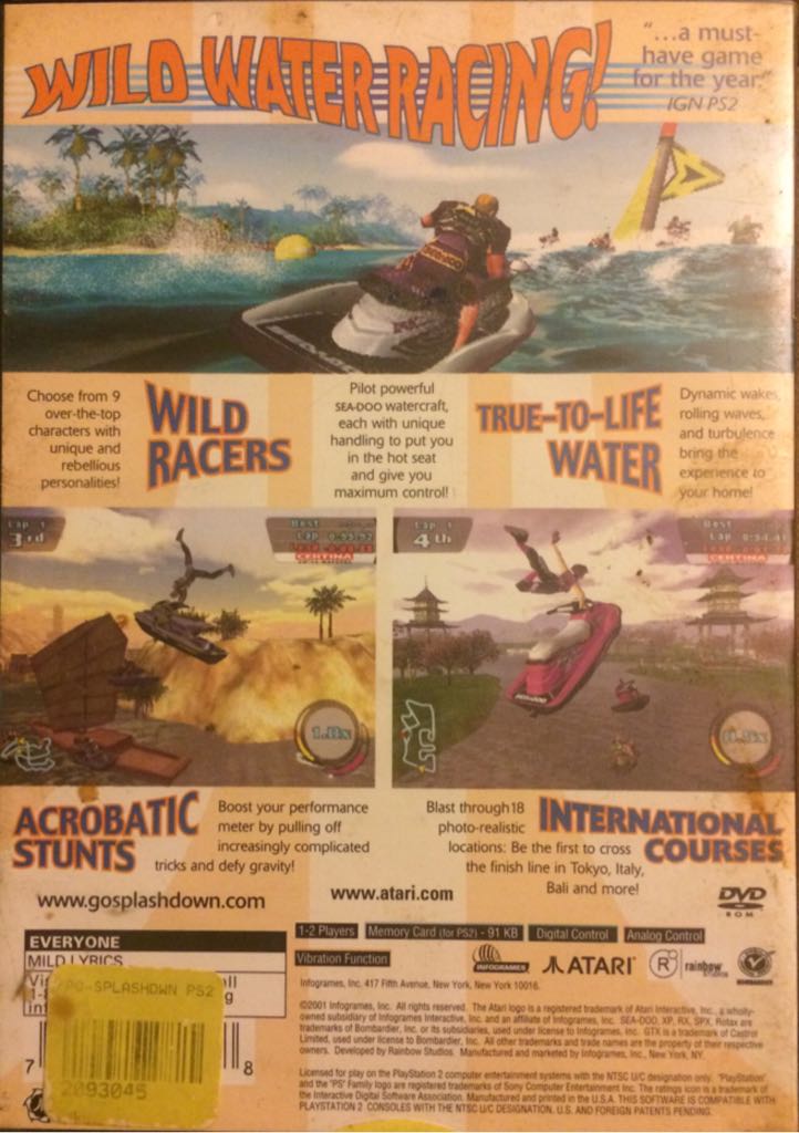 Splashdown - Sony PlayStation 2 (PS2) (Atari - 2) video game collectible [Barcode 742725226388] - Main Image 2