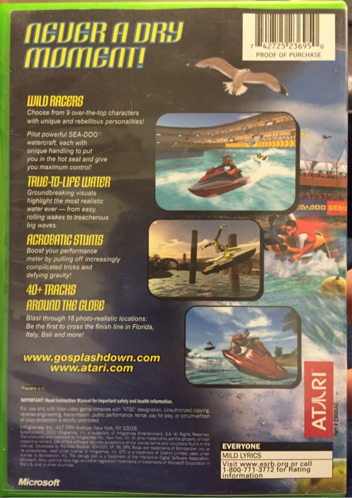 Splashdown - Microsoft Xbox (Atari - 1-2) video game collectible [Barcode 742725236950] - Main Image 2