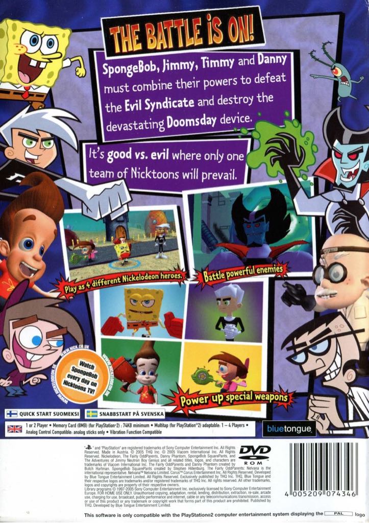 Nicktoons Unite! - Sony PlayStation 2 (PS2) (THQ - 4) video game collectible [Barcode 752919460603] - Main Image 2