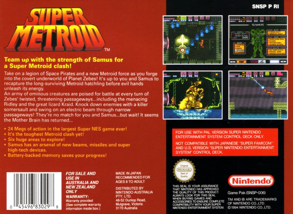 Super Metroid - Nintendo Super Nintendo Entertainment System (SNES) video game collectible - Main Image 2