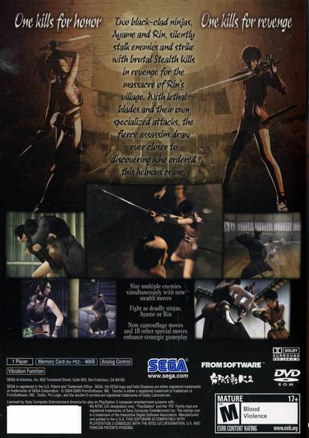 Tenchu: Fatal Shadows - Sony PlayStation 2 (PS2) (Sega - 1) video game collectible [Barcode 010086630817] - Main Image 2
