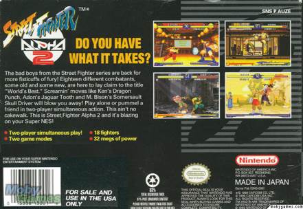 Street Fighter Alpha 2 - Nintendo Super Nintendo Entertainment System (SNES) (Nintendo of America - 2) video game collectible [Barcode 045496830625] - Main Image 2
