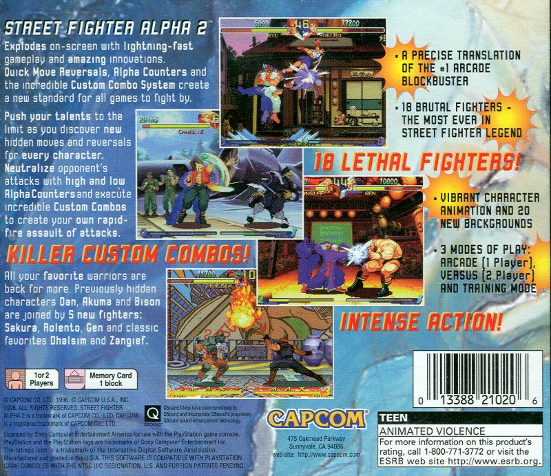 Street Fighter: Alpha 2 - Sony PlayStation (Virgin Interactive Entertainment - 1-2) video game collectible [Barcode 5028587080944] - Main Image 2