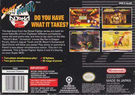 Street Fighter Alpha 2 - Nintendo Super Nintendo Entertainment System (SNES) (Capcom - 2) video game collectible - Main Image 2