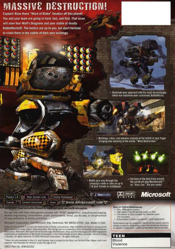 MechAssault - Microsoft Xbox video game collectible [Barcode 805529154988] - Main Image 2