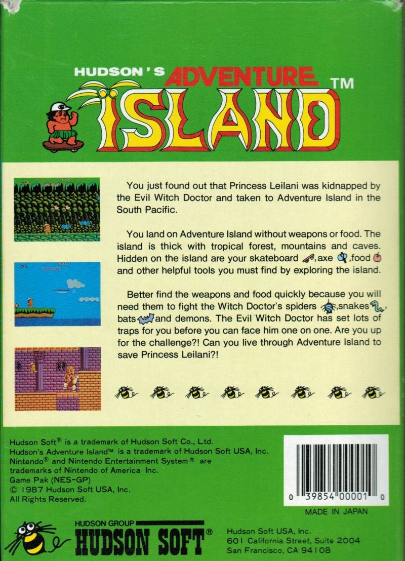 Adventure Island - Nintendo Entertainment System (NES) (1) video game collectible - Main Image 2