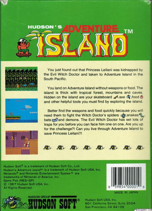 Adventure Island - Nintendo Entertainment System (NES) (Hudson Soft - 1) video game collectible - Main Image 2