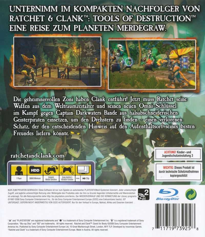 Ratchet and Clank: Quest For Booty - Sony PlayStation 3 (PS3) (Playstation 3 - 1) video game collectible [Barcode 711719739258] - Main Image 2