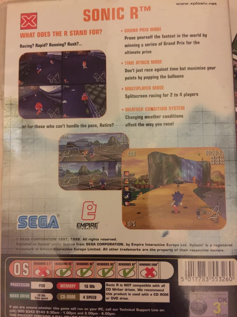Sonic R - PC video game collectible [Barcode 5017783553260] - Main Image 2