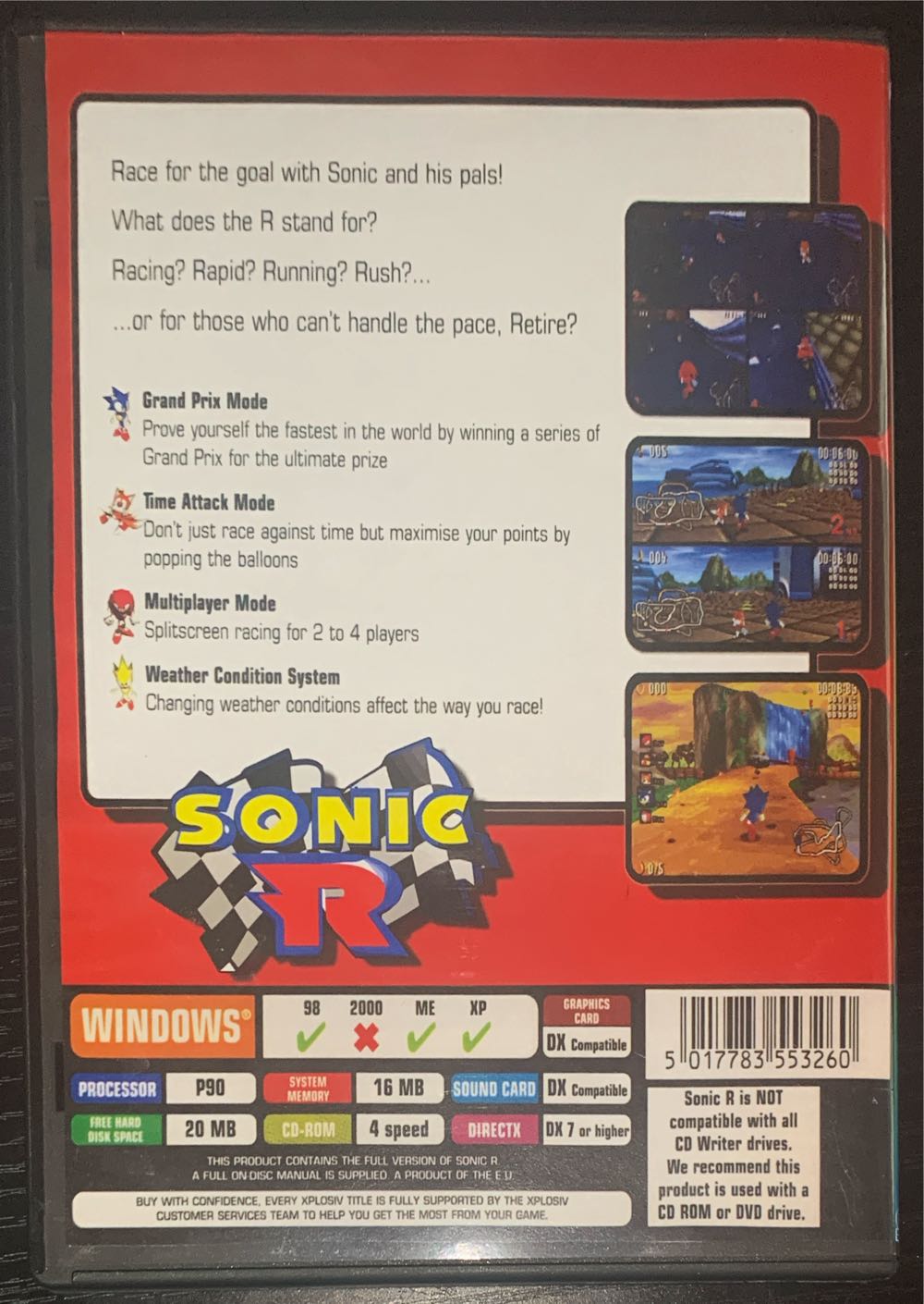 Sonic R - PC (Sega - 4) video game collectible - Main Image 2
