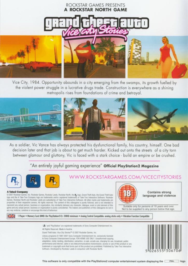 Grand Theft Auto Vice City Stories - Sony PlayStation 2 (PS2) video game collectible [Barcode 5026555307598] - Main Image 2
