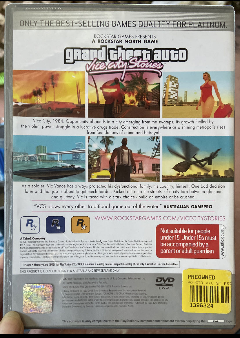 Grand Theft Auto Vice City Stories - Sony PlayStation 2 (PS2) video game collectible [Barcode 5026555307598] - Main Image 3