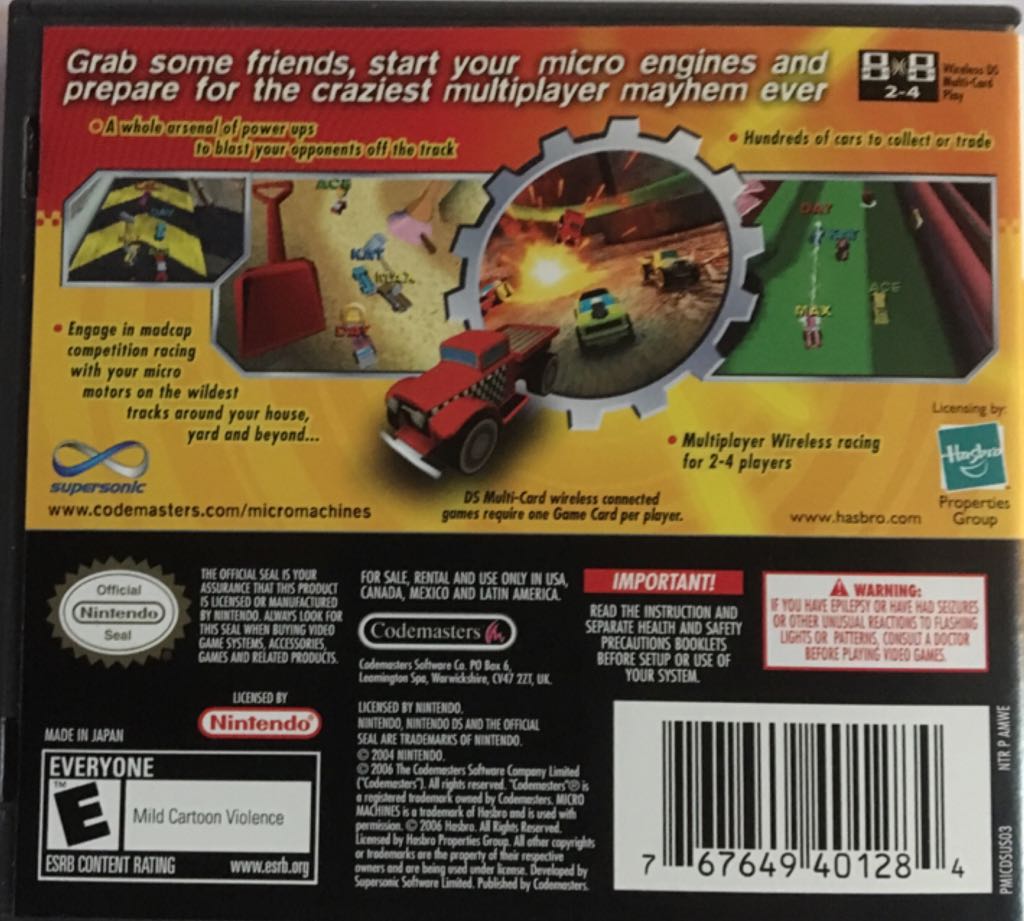 Micro Machines V4 - Nintendo DS (Codemasters - 1-4) video game collectible [Barcode 767649401284] - Main Image 2