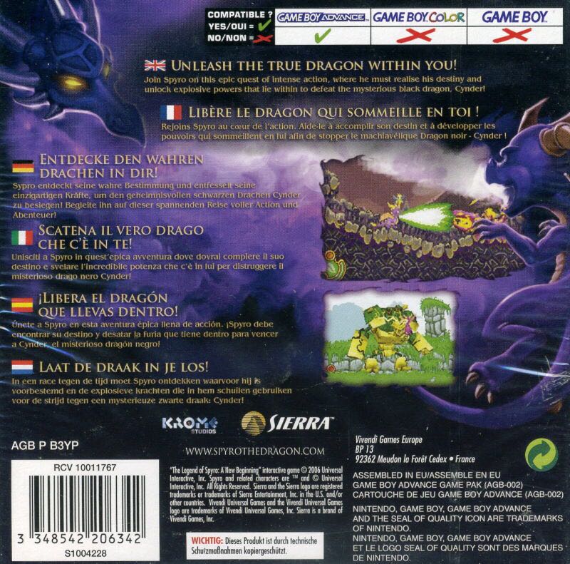 The Legend of Spyro A New Beginning - Nintendo Game Boy Advance (GBA) (Sierra - 1) video game collectible [Barcode 3348542206342] - Main Image 2