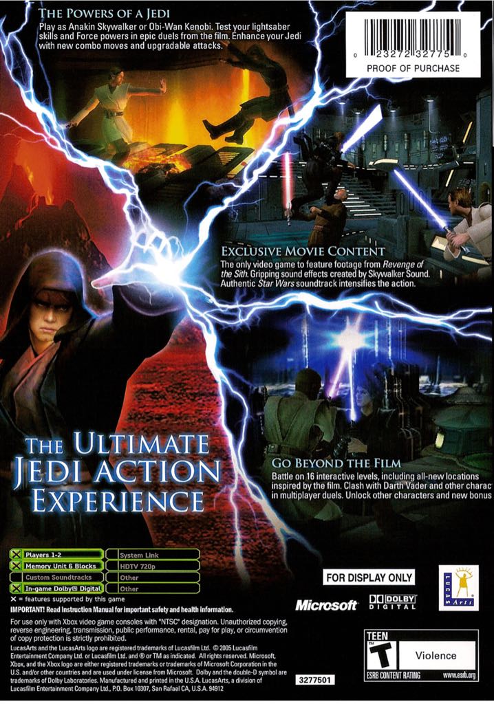 Star Wars Episode III: Revenge of the Sith - Microsoft Xbox (LucasArts - 1-2) video game collectible [Barcode 023272002107] - Main Image 2