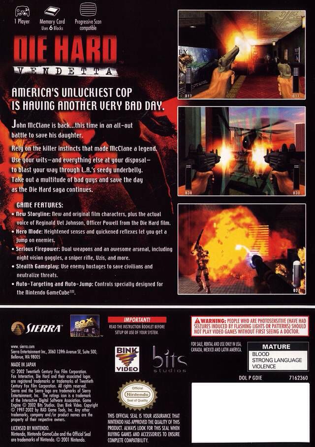 Die Hard: Vendetta - Nintendo GameCube (Sierra Entertainment - 1) video game collectible [Barcode 020626716239] - Main Image 2