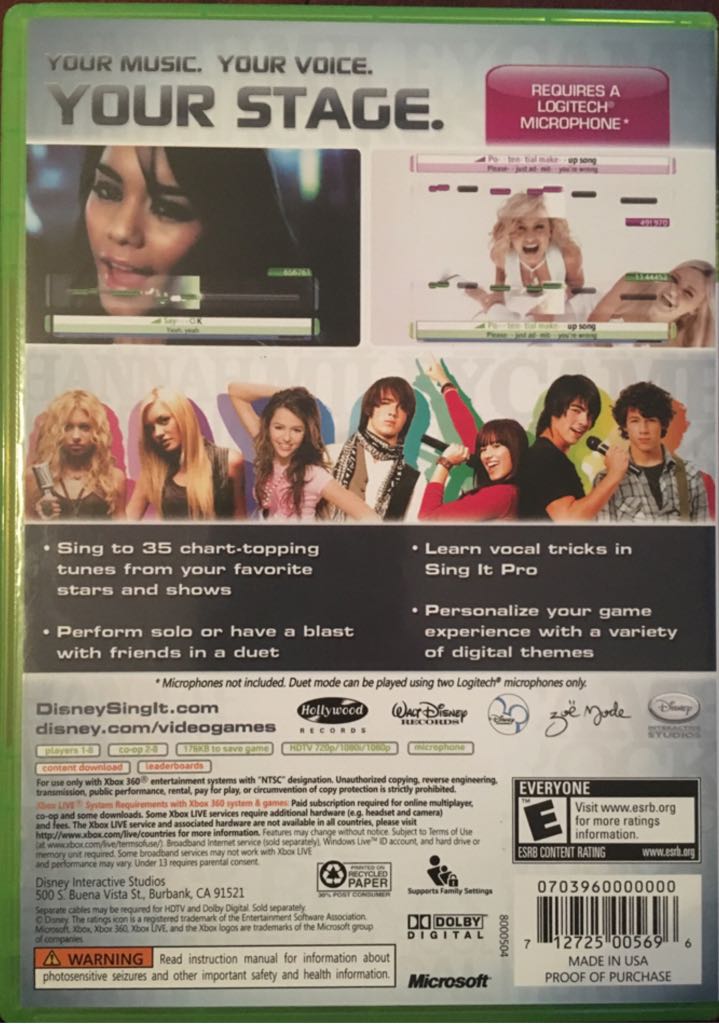 Disney Sing It Bundle with Microphone - Microsoft Xbox 360 (Disney Interactive Studios - 2) video game collectible [Barcode 712725005696] - Main Image 2