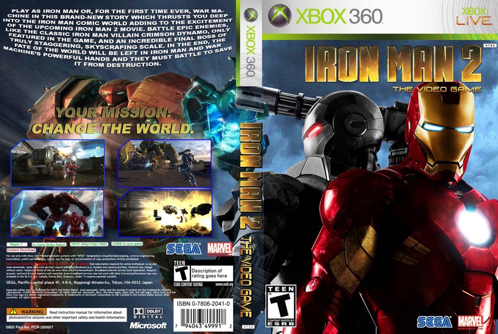 Iron Man 2 - Microsoft Xbox 360 (Sega - 1) video game collectible [Barcode 010086680447] - Main Image 2