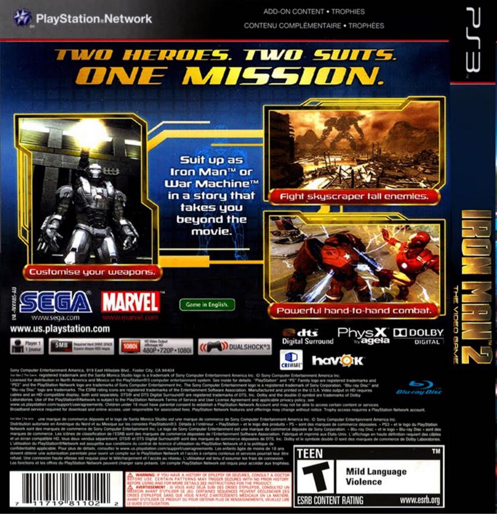 Iron Man 2 - Sony PlayStation 3 (PS3) (Sega - 1) video game collectible [Barcode 5055277006342] - Main Image 2