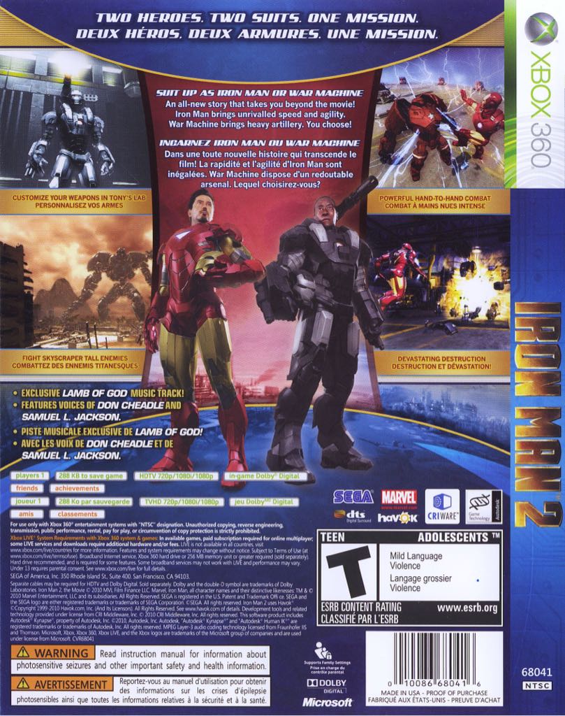 Iron Man 2 - Microsoft Xbox 360 (Sega - 1) video game collectible [Barcode 5055277006434] - Main Image 2