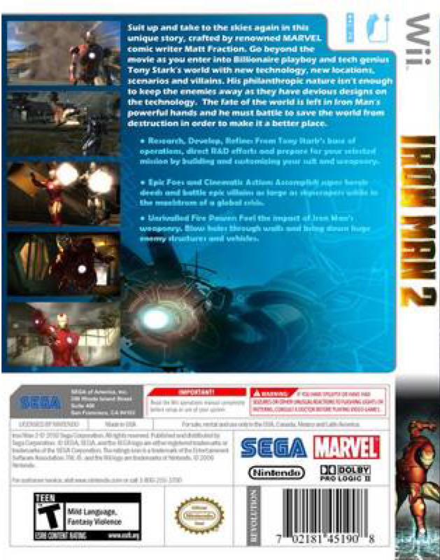Iron Man 2 - Nintendo Wii (Sega - 1) video game collectible [Barcode 5055277006632] - Main Image 2