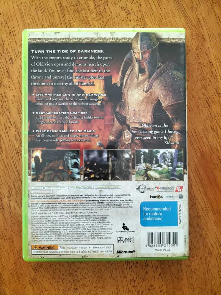 Oblivion, The Elder Scrolls IV - Microsoft Xbox 360 (2K Boston/2K - 1) video game collectible [Barcode 5026555245302] - Main Image 2