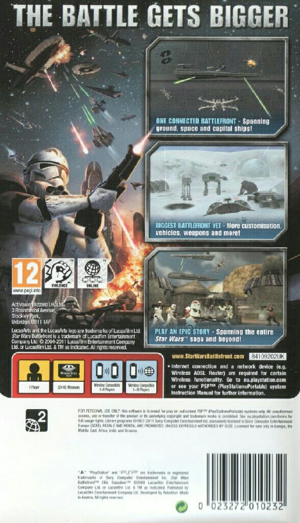 Star Wars Battlefront : Elite Squadron - Sony PlayStation Portable (PSP) (LucasArts - 1) video game collectible [Barcode 023272007379] - Main Image 2