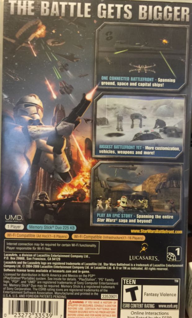 Star Wars Battlefront: Elite Squadron - Sony PlayStation Portable (PSP) (LucasArts - 1) video game collectible [Barcode 023272335397] - Main Image 2