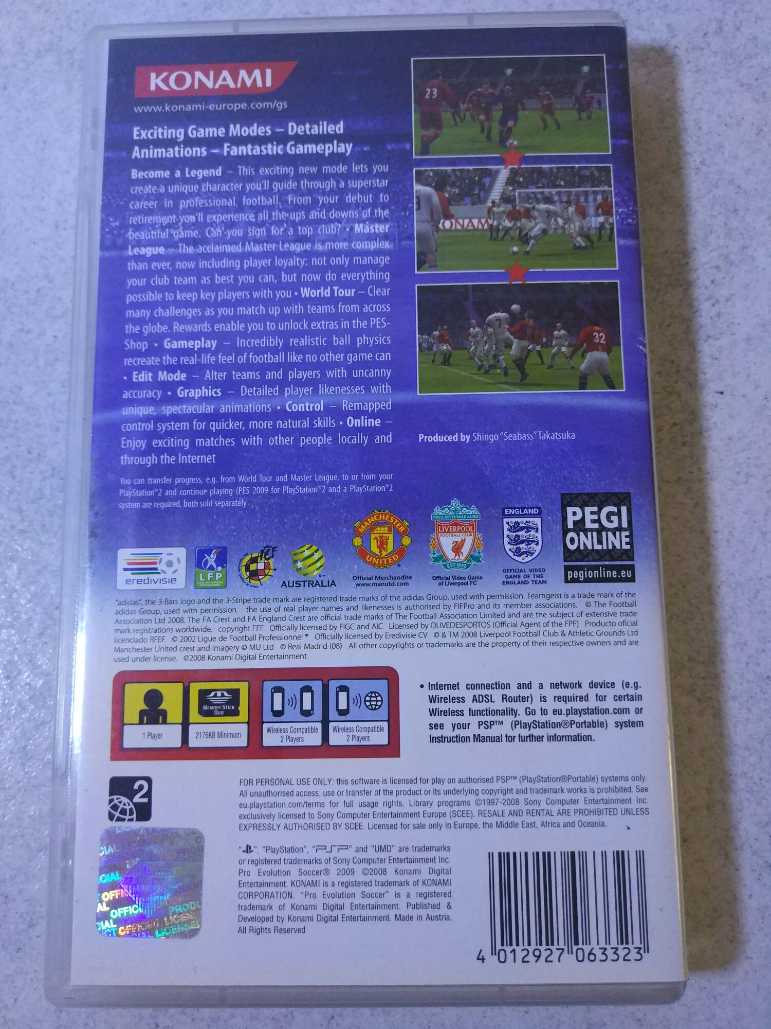 Pro Evolution Soccer 2009 - Sony PlayStation Portable (PSP) (Konami - 1) video game collectible [Barcode 4012927063323] - Main Image 2